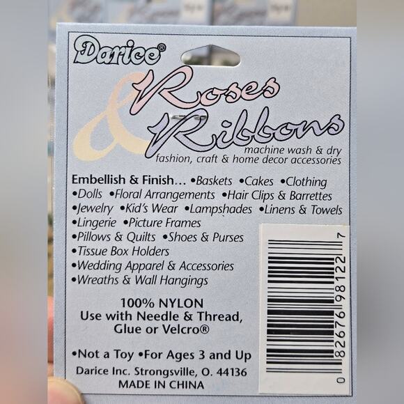 NWT Darice 1" Ivory Roses & Ribbons Floral Embellishments 6 Pack Set 48 Count - Picture 3 of 3